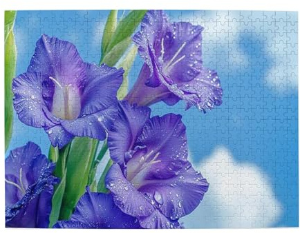 500 Piece Blue Gladiolus Flower Jigsaw Puzzle for Adults Vibrant Floral Art Challenging and Relaxing Home Decor for Family Friends