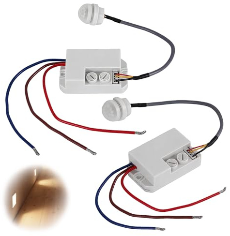 2x Mini Infrarossi Rilevatore Di Movimento All'interno: Sensore a Infrarossi per Il Corpo Umano, Portata 6m, Angolo Di Rilevamento Di 120 °, Interruttore Sensore a Infrarossis