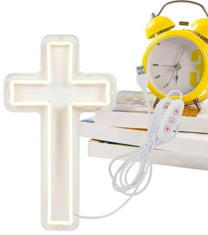 Cruz LED - Cartel Luminoso de Pared | Luz Ambiental Decorativa | para propietarios hogar apartamento sala de estar dormitorio oficina bar reuniones meditación boda
