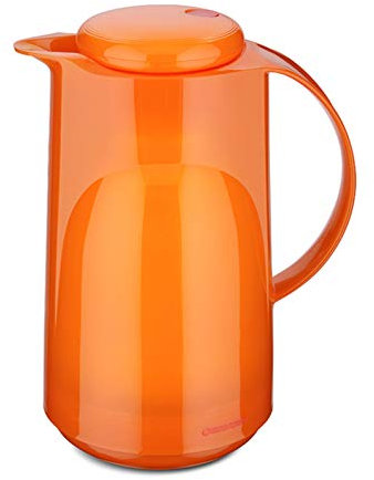 ROTPUNKT Isolierkanne 300 MARLA 1,0 l | Zweifunktions-Drehverschluss | BPA Frei- gesundes trinken | Made in Germany | Warm + Kalthaltung | Glaseinsatz | glossy orange