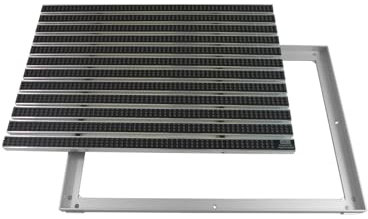 EMCO Eingangsmatte DIPLOMAT Bürsten grau 22mm + ALU Rahmen Schmutzfangmatte Fußabtreter Antirutschmatte, Größe:600 x 400 mm