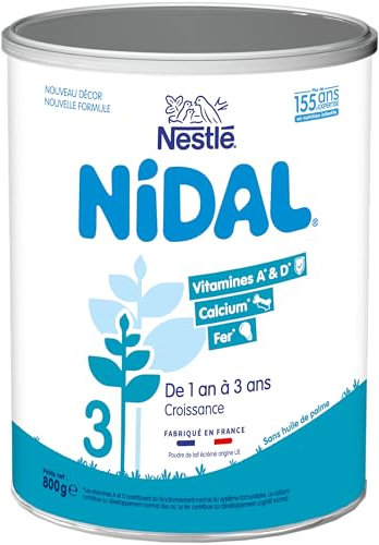 Nestlé Nidal 3 Lait de croissance en poudre de 1 à 3 ans - Boîte de 800g