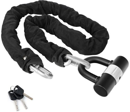 Lucchetto a catena resistente per moto, 10 mm x 3 m, con 17 mm di spessore, antifurto, antitaglio e 3 chiavi, ideale per moto, biciclette, generatori, cancelli, scooter, attrezzature