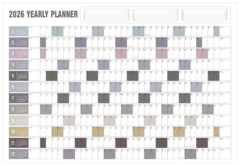 Yearly Wall Calendar with Holidays, Full Year Calendar One Page, Annual Year Wall Calendar with Stickers, Horizontal, 23X 33 (Open), Paper Folded