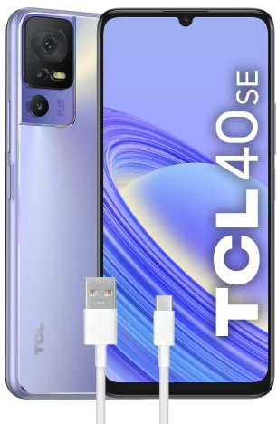 TCL 40SE Smartphone 4G Display 6.75 HD+ 90 Hz, 256 GB, 6 GB RAM, Tripla Camera da 50 Mpx, Android 13, Batteria 5010 mAh Ricarica Rapida, Dual Sim, Purple, con Cavo USB Type-C Aggiuntivo