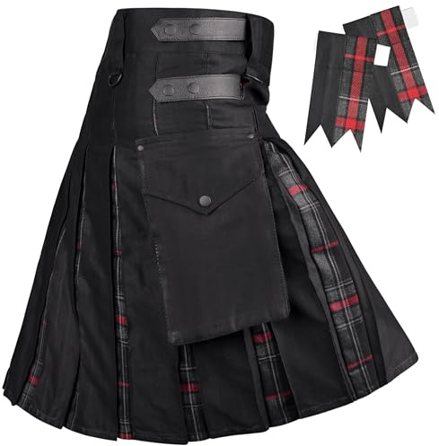 Hybrid Utility Kilts for Men Scottish Traditional Kilt with Flashes (US, Numeric, 42, 44, Regular, Regular, Spirit of Bruce)