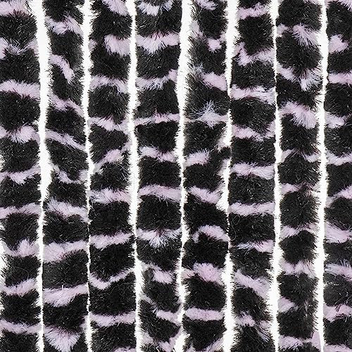 Moritz Flauschvorhang aus Chenille 56 x 185 cm pink schwarz gestreift Türvorhang als Fliegenschutz Insektenschutz für Camping Wohnwagen