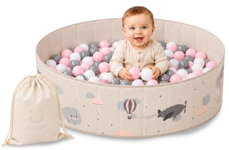 Piscina de Bolas Bebe 120cm Gris Plegable Parque Infantil con 100 Bolas de 7 cm Alfombra Base Bolsa Transporte Piscina de Pelotas para Niños Juego Sensorial Motricidad para Interior y Exterior