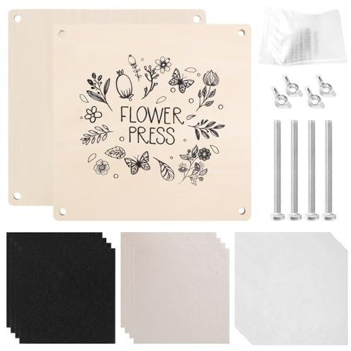 Nvanvmm Wooden Flower Press for Flower &Plant Preservation Kit Measures 18 x 18cm Flower Press Kit for Adults& Kids,Great Gift for Arts and Crafts Flowers Lovers