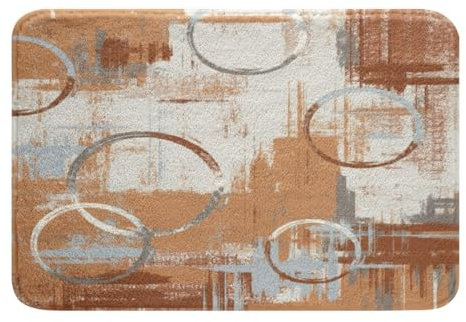 Homemissing Geometrisch Badematte 50x80cm rutschfest Modern Abstrakte Kunst Badezimmerteppich Geometrie Orange Grau Tie Dye Badteppiche für Jungen Mädchen Kinder Erwachsene Badvorleger