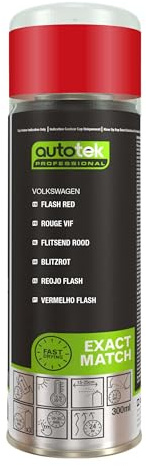 AutoTek Professional Exact Match Car Spray Paint, Volkswagen Flash Red Aerosol Spray 300 ml