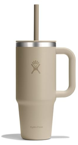 Hydro Flask - Travel Tumbler 709 ml (24 oz) with Closable Press-In Straw Lid - Acciaio inox - Isolamento sottovuoto a doppia parete - Coperchio antispruzzo - Oat