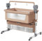 Prokoke Beistellbett Baby, Convertible Babybett für Co-Sleeping, Beistellbett Baby Boxspringbett mit Rollen Multifunktionale Faltbare mit 5 Schwankende Getriebe, Großer Raum (Brown)