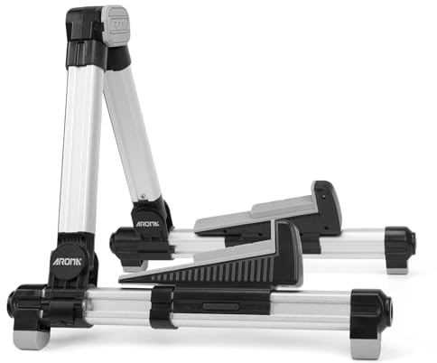 AROMA Gitarrenständer Boden Faltbar, Verstellbar und Tragbar für Akustik-, Klassik und E Gitarren