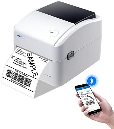 vretti Bluetooth Shipping Thermal Printer, 4x6 Thermal Label Printer includes for Small Business, Compatible with iPhone, Android, Windows, MacOS, Contains 20 folded thermal labels