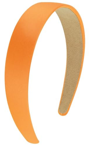 Large Bandeau Rigide Mode, 3 CM Serre Tete Cheveux Femme, Serre Tete Rembourré, DIY Bandeaux en Satin Solides, Serre Tete Femme Moderne, pour un Usage Quotidien, une Fête D'Halloween (Orange, 5.1IN)