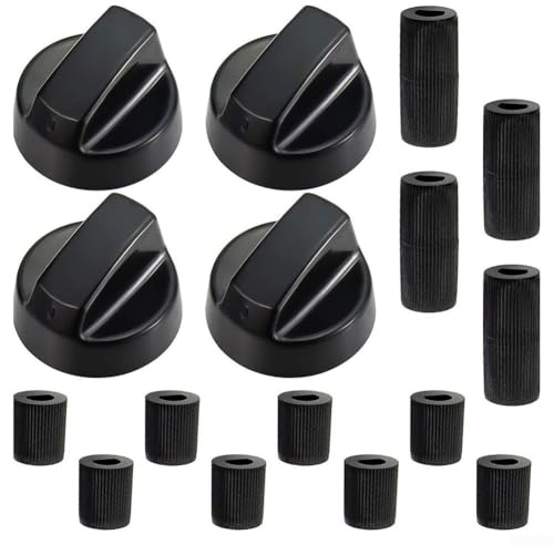 4 manopole di controllo per forni, fornelli elettrici da cucina, forno, piano cottura, ricambio per forni e stufe da 6 mm e 8 mm (nero)