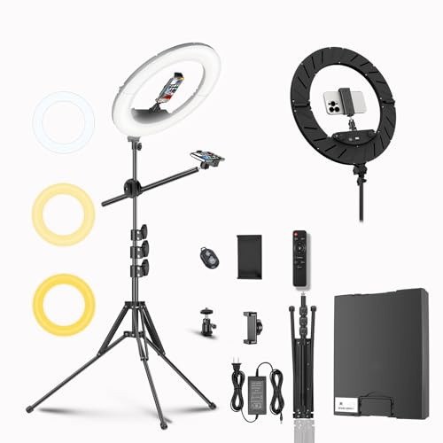 Bzyltrux Large Ring Light Kit with 79 Stand, [New Version] 55W 6700K Dimmable,LED 18 Big Ring Light Tripod,Dual Phone Holder for iPhone,tiktok,Makeup,Yutobe,Live Stream,Photography,Video Recording