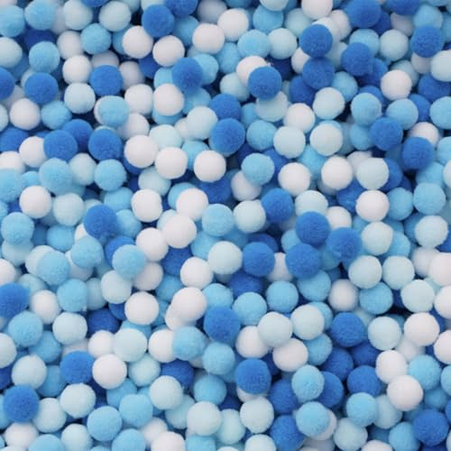 Cuixia Pompoms Crafting Pom Poms Cheerleading, 1cm Multicolor, 200Pcs | Cheerleading Balls, Multicolor Fuzzy Craft Small Poms Ball for Hobby Supplies DIY Creative Projects Decorations
