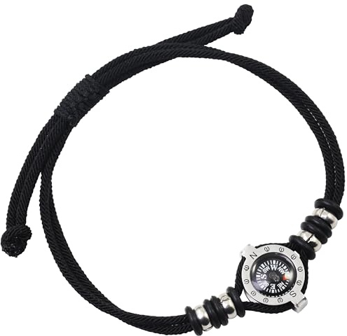 Innocence Adjustable Paracord Wrist Compass Bracelet For Men Women Outdoor Sports Camping Survival Jewelry (Black)