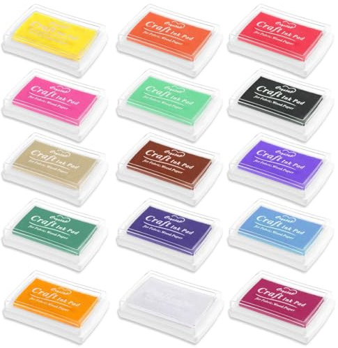 15PCS Ink Pads for Stamping, Ink Stamp Pad Set, 15 Colours | Water-Based Formula, 7.5 x 5 cm, Teachers' Day, Card Making, Scrapbooking, Paper Crafts, DIY Makers and Artists