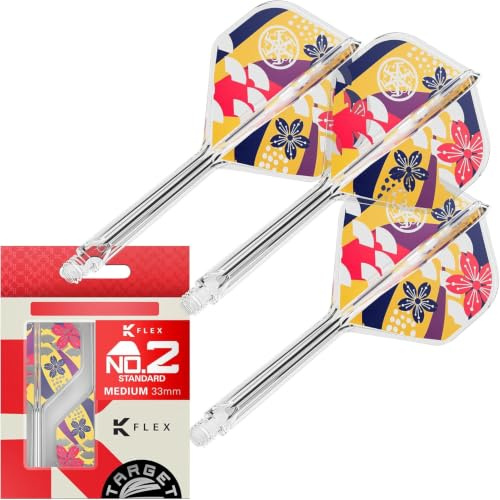 Target Japan Prime Series Zenith K Flex Fléchette Ailettes et Arbres Système, N° 2/N° 6 | Lot de 3 Kflex Tout-en-Un Ailette, Ching Ho Tung Accessoires | K-Flex Fléchettes Court/Intermédiaire/Moyen