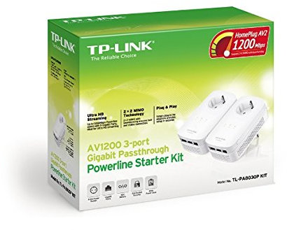 TP-Link TL-PA8030P - Adattatore di rete Gigabit Powerline AV1300, colore: Bianco
