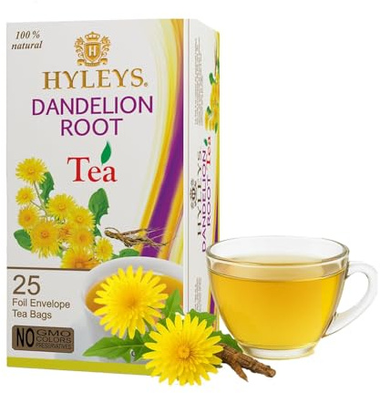 Hyleys Dandelion Root & Green Tea with Milk Thistle and Licorice Root - Herbal Detox Blend - 25 Tea Bags (12 Pack - 300 Tea Bags Total)