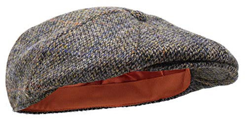 Borges & Scott Dingwall Schirmmütze 8-TLG. – Schiebermütze Herren aus 100% handgewebter Wolle Harris Tweed - Wasserabweisend - Rebhuhn Braun 56cm