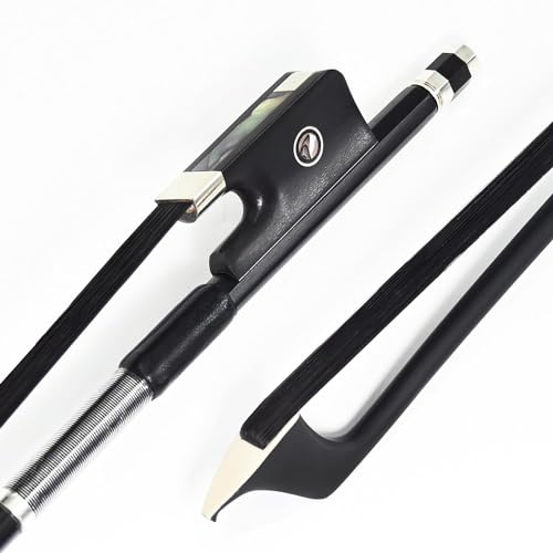 VINGOBOW Carbon Fiber Cello Bow Natural Black Horse Hair Advanced Level ebony Frog (1/4) 59cm