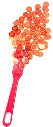 Dacefloy Magnetische Stäbe und Bingo Chips Set Magnetstab 100 Metall Ringed Discs Wissenschaft STEM Kit Lernzubehör Familie Spiel Nacht Lotto Token (Rot)