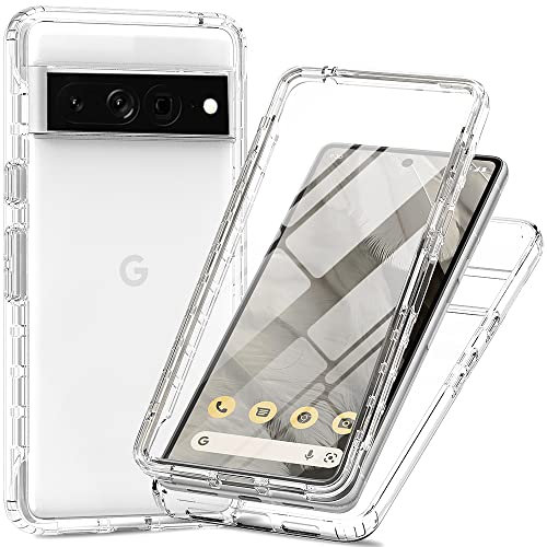 XINNI Hülle für Google Pixel 7 Pro, 360 Grad Stoßfeste Schutzhülle mit Integriertem Bildschirmschutz, Robuster Bumper Outdoor Full Body Case, Kristall
