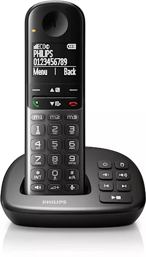 Philips XL4951DS/38 Schnurloses DECT-Telefon mit Anrufbeantworter – große Tasten – Schwarz