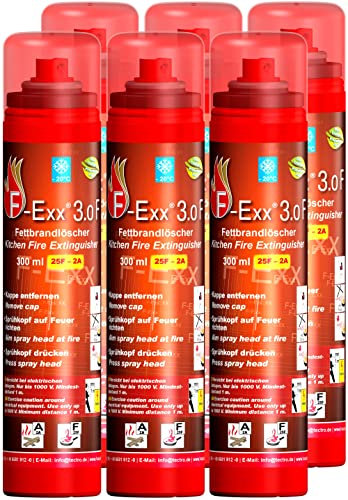 F-Exx 3.0 F - Fettbrand- und Festbrand-Feuerlöscher für Haushalt und Küche im 6er-Pack (Made in Germany)