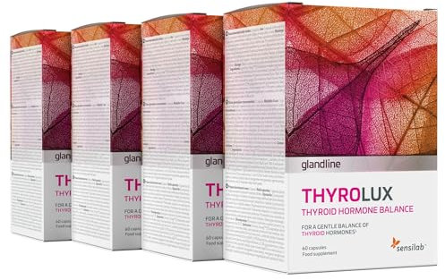 Schilddrüse – Jod Tabletten – L Tyrosin, Jod, Zink, Selen, Magnesium, Königsbasilikum, Schisandra, Mangan – Nährstoffe und Mineralien pflanzlichen Ursprungs – 240 Kapseln – Thyrolux von Sensilab