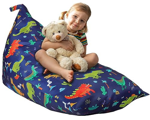 decalsweet Dinosaurier Aufbewahrung Sitzsack Kinder Faltbar Extra Groß Spielzeug Stofftier Aufbewahrung für Mädchen Jungen Sitzsack-Stuhlbezug für Lagerung Kinderzimmer(Nur Tasche)