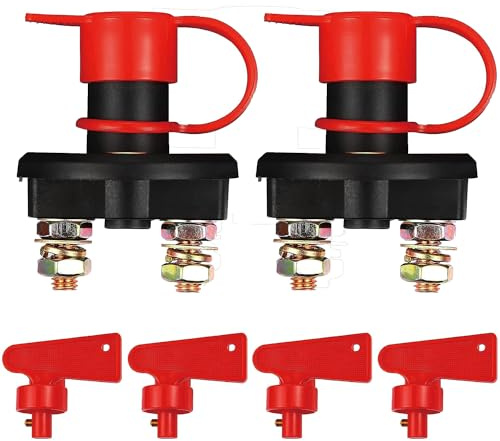 Greluma 2 Piezas Interruptor de desconexión de batería, DC 12 V 24 V, aislador maestro de batería, interruptor de apagado de energía para vehículos marinos, barcos, RV, ATV, automóviles, camiones