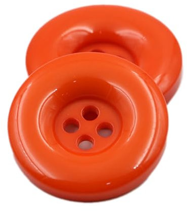 Whakano 20 Stück Dekorative Knöpfe aus Harz,Runde Knöpfe 4-Loch,Nähen Basteln von Dekorationen,für DIY Stricken Nähen Mäntel Kleidung Anzüge Jacke Malerei Scrapbooking Geschenk Deko,Orange,30mm