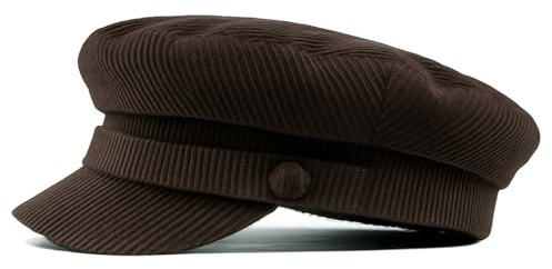 Madcap England Retro Mod 60s 1960s 70s 80s 90s 1990s Britpop Indie Cord Corduroy Fishermans Newsboy Mariner Cap Hat (UK, Alpha, M, Dark Brown)