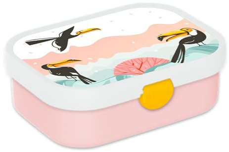 Mepal Brotdose für Kinder - Bento Lunchbox - Aquarelltier - Jausenbox mit Bento-Fach & Gabel - Meal Prep Box Clip-Verschluss - BPA-frei & Spülmaschinenfest - 750 ml - Tukan