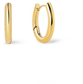 SINGULARU - Pendientes Samba. Acero con Acabado en Baño Oro de 18Kt. Estilo Minimalistas de Aro con Cierre Congo/Click. Joyas para Mujer