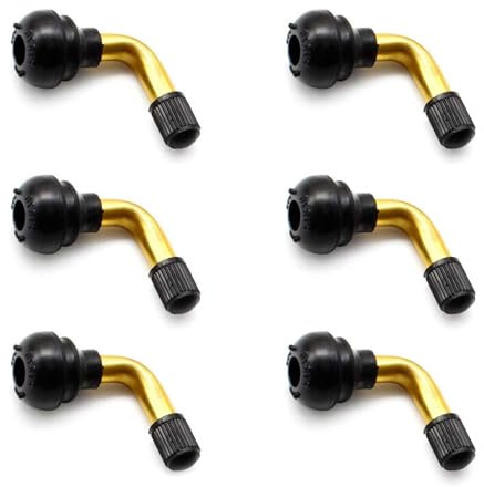 HERKINDNESS 90 Grados Extensiones de Válvulas, 6 Piezas PVR70 Adaptador Válvula de Rueda, Set de Extensión de Válvula, Buena Estanqueidad al Aire, Apto para Coches Bicicletas Motos Scooters