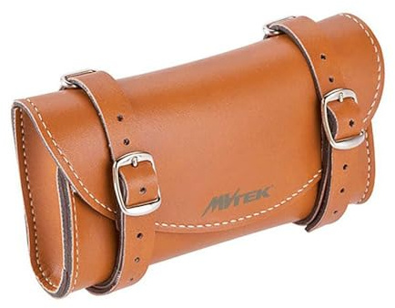 MVTEK Bolsa para sillín de Bicicleta Vintage de 16 x 8,5 x 3,5 cm. Bolso de sillín de Bicicleta de Piel sintética Color Cuero Elegante. Bolsa de sillín para Ciclismo Fabricada en Italia. Accesorios