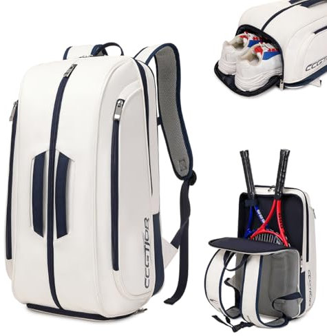 CCGTIOR Multi-Use Beach Tennis Bag For Sport Convertible Padel Backpack - Laptop Sleeve, Ball Sleeve, Fence Hook, Easy Access,Shoe Compartment (Blue)