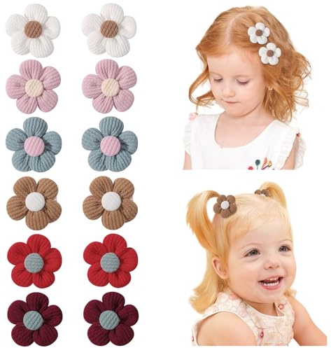 12 piezas de pinzas para el pelo de bebé, 4,5 cm de pinzas para el pelo con flores de bebé, lindos y antideslizantes, barrettes de cabello grueso y delgado, accesorios para el cabello para niñas