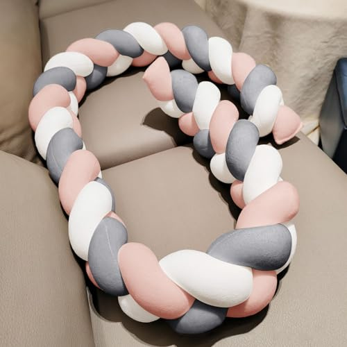 Aocase Paracolpi per Lettino, Serpente Letto Cuscino, Cuscino Coccoloso Soffice Intrecciato, Paracolpi Sponda Sponde Anticaduta Protezione Morbida e Sicura,Antisoffoco e Confortevole,G24,150cm