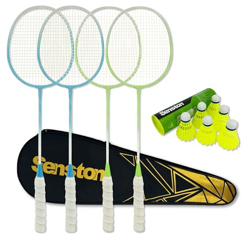 Senston Badminton Racket Set Of 4 For Family Use With Shuttlecocks