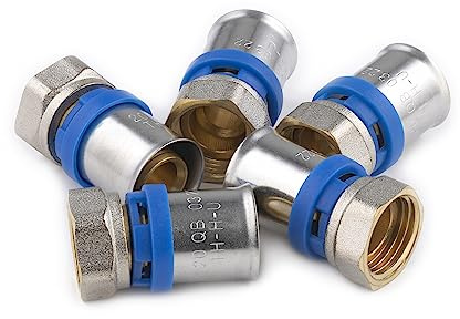 Raccordo dritto femmina Ø20 con dado girevole 1/2' multistrato a pressare (x5) | Connessione resistente e durevole | Ideale per impianti idraulici | Facile installazione | QUICK PLOMBERIE