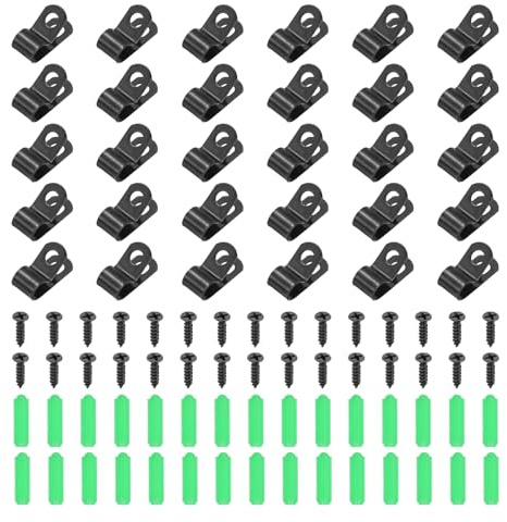QUARKZMAN 50Pcs Morsetti Per Filo Recinzione 7mm (1/4), Clip Di Montaggio Per Recinzioni Agricole Tipo R Con Viti E Tubi Di Espansione Per Fissare Fili Saldati A Recinzioni In Vinile