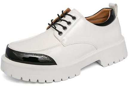 Färgblock for män Oxfordskor Patentlook Rund tå Lug Sula Snörning Halkfri for Business Office Casual
